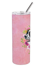 Load image into Gallery viewer, Saint Bernard #2 Pink Flowers Double Walled Stainless Steel 20 oz Skinny Tumbler CK4187TBL20