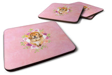 Load image into Gallery viewer, Tibetian Mastiff Puppy Pink Flowers Coasters - Set of 4 Lightweight Foam, Absorbent Drink Coasters  CK4189FC