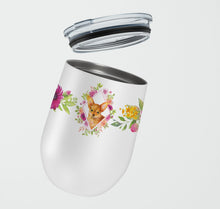 Load image into Gallery viewer, Toy Terrier Pink Flowers Stainless Steel 12 oz Stemless Wine Glass CK4190TBL12