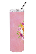 Load image into Gallery viewer, Toy Terrier Pink Flowers Double Walled Stainless Steel 20 oz Skinny Tumbler CK4190TBL20
