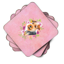 Load image into Gallery viewer, Welsh Terrier Pink Flowers Coasters - Set of 4 Lightweight Foam, Absorbent Drink Coasters  CK4192FC