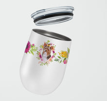Load image into Gallery viewer, Yorkshire Terrier #1 Pink Flowers Stainless Steel 12 oz Stemless Wine Glass CK4194TBL12
