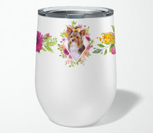 Load image into Gallery viewer, Yorkshire Terrier #1 Pink Flowers Stainless Steel 12 oz Stemless Wine Glass CK4194TBL12