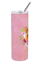 Load image into Gallery viewer, Yorkshire Terrier #2 Pink Flowers Double Walled Stainless Steel 20 oz Skinny Tumbler CK4195TBL20