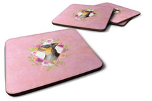 Load image into Gallery viewer, Black Miniature Pinscher Pink Flowers Coasters - Set of 4 Lightweight Foam, Absorbent Drink Coasters  CK4196FC