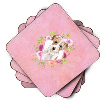 Load image into Gallery viewer, Jack Russell Terrier Pink Flowers Coasters - Set of 4 Lightweight Foam, Absorbent Drink Coasters  CK4198FC