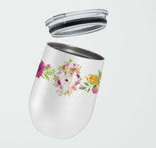 Load image into Gallery viewer, Fox Terrier Pink Flowers Stainless Steel 12 oz Stemless Wine Glass CK4199TBL12