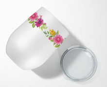 Load image into Gallery viewer, Fox Terrier Pink Flowers Stainless Steel 12 oz Stemless Wine Glass CK4199TBL12