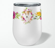Load image into Gallery viewer, Fox Terrier Pink Flowers Stainless Steel 12 oz Stemless Wine Glass CK4199TBL12