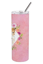 Load image into Gallery viewer, Fox Terrier Pink Flowers Double Walled Stainless Steel 20 oz Skinny Tumbler CK4199TBL20