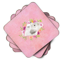 Load image into Gallery viewer, White Standard Poodle Pink Flowers Coasters - Set of 4 Lightweight Foam, Absorbent Drink Coasters  CK4200FC