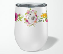 Load image into Gallery viewer, White Standard Poodle Pink Flowers Stainless Steel 12 oz Stemless Wine Glass CK4200TBL12