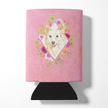 Load image into Gallery viewer, White Collie Pink Flowers Can or Bottle Hugger CK4201CC