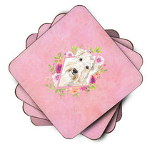Load image into Gallery viewer, Wheaten Terrier Pink Flowers Coasters - Set of 4 Lightweight Foam, Absorbent Drink Coasters  CK4202FC