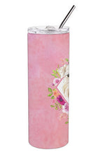Load image into Gallery viewer, Wheaten Terrier Pink Flowers Double Walled Stainless Steel 20 oz Skinny Tumbler CK4202TBL20