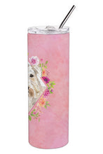 Load image into Gallery viewer, Wheaten Terrier Pink Flowers Double Walled Stainless Steel 20 oz Skinny Tumbler CK4202TBL20