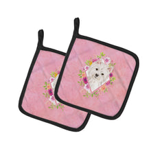 Load image into Gallery viewer, Westie  Pink Flowers Pot Holders - Set of 2 - Heat-Resistant Kitchen Essentials CK4203PTHD