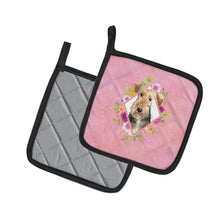 Load image into Gallery viewer, Airedale Terrier Pink Flowers Pot Holders - Set of 2 - Heat-Resistant Kitchen Essentials CK4204PTHD