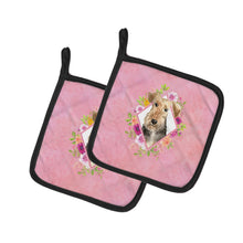 Load image into Gallery viewer, Airedale Terrier Pink Flowers Pot Holders - Set of 2 - Heat-Resistant Kitchen Essentials CK4204PTHD