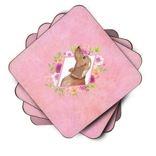 Load image into Gallery viewer, Dachshund Pink Flowers Coasters - Set of 4 Lightweight Foam, Absorbent Drink Coasters  CK4207FC