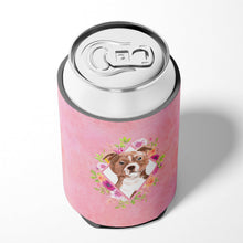 Load image into Gallery viewer, Staffie Bull Terrier Pink Flowers Can or Bottle Hugger CK4208CC