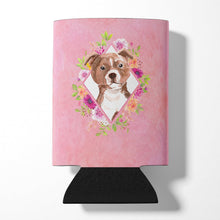 Load image into Gallery viewer, Staffie Bull Terrier Pink Flowers Can or Bottle Hugger CK4208CC