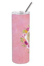 Load image into Gallery viewer, Spinone Italiano Pink Flowers Double Walled Stainless Steel 20 oz Skinny Tumbler CK4209TBL20