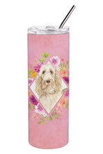Load image into Gallery viewer, Spinone Italiano Pink Flowers Double Walled Stainless Steel 20 oz Skinny Tumbler CK4209TBL20