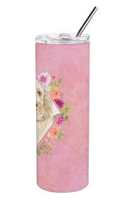 Load image into Gallery viewer, Spinone Italiano Pink Flowers Double Walled Stainless Steel 20 oz Skinny Tumbler CK4209TBL20