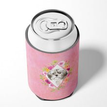Load image into Gallery viewer, Shih Tzu Puppy Pink Flowers Can or Bottle Hugger CK4211CC