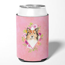 Load image into Gallery viewer, Sheltie Pink Flowers Can or Bottle Hugger CK4213CC