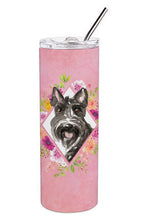 Load image into Gallery viewer, Scottish Terrier Pink Flowers Double Walled Stainless Steel 20 oz Skinny Tumbler CK4214TBL20