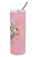 Load image into Gallery viewer, Schnauzer #1 Pink Flowers Double Walled Stainless Steel 20 oz Skinny Tumbler CK4215TBL20