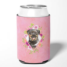 Load image into Gallery viewer, Rottweiler Pink Flowers Can or Bottle Hugger CK4217CC