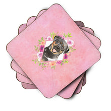 Load image into Gallery viewer, Rottweiler Pink Flowers Coasters - Set of 4 Lightweight Foam, Absorbent Drink Coasters  CK4217FC