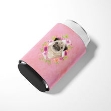 Load image into Gallery viewer, Fawn Pug Pink Flowers Can or Bottle Hugger CK4218CC