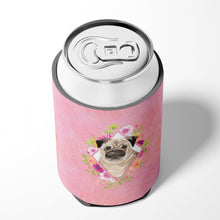 Load image into Gallery viewer, Fawn Pug Pink Flowers Can or Bottle Hugger CK4218CC