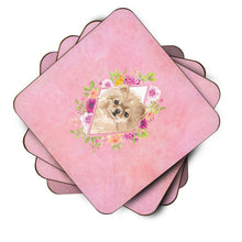 Load image into Gallery viewer, Pomeranian Pink Flowers Coasters - Set of 4 Lightweight Foam, Absorbent Drink Coasters  CK4219FC