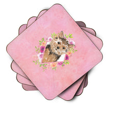 Load image into Gallery viewer, Norwich Terrier Pink Flowers Coasters - Set of 4 Lightweight Foam, Absorbent Drink Coasters  CK4220FC