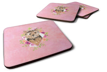 Load image into Gallery viewer, Norwich Terrier Pink Flowers Coasters - Set of 4 Lightweight Foam, Absorbent Drink Coasters  CK4220FC