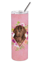 Load image into Gallery viewer, Newfoundland Pink Flowers Double Walled Stainless Steel 20 oz Skinny Tumbler CK4221TBL20