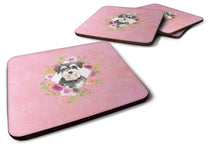 Load image into Gallery viewer, Schnauzer #2 Pink Flowers Coasters - Set of 4 Lightweight Foam, Absorbent Drink Coasters  CK4222FC
