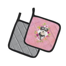 Load image into Gallery viewer, Schnauzer #2 Pink Flowers Pot Holders - Set of 2 - Heat-Resistant Kitchen Essentials CK4222PTHD