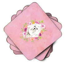 Load image into Gallery viewer, Maltese Pink Flowers Coasters - Set of 4 Lightweight Foam, Absorbent Drink Coasters  CK4223FC