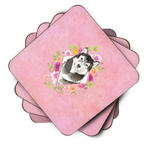 Load image into Gallery viewer, Alaskan Malamute Pink Flowers Coasters - Set of 4 Lightweight Foam, Absorbent Drink Coasters  CK4224FC