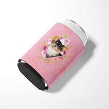 Load image into Gallery viewer, Longhaired Chihuahua Pink Flowers Can or Bottle Hugger CK4225CC