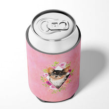 Load image into Gallery viewer, Longhaired Chihuahua Pink Flowers Can or Bottle Hugger CK4225CC