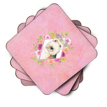 Load image into Gallery viewer, Lakeland Terrier Pink Flowers Coasters - Set of 4 Lightweight Foam, Absorbent Drink Coasters  CK4226FC