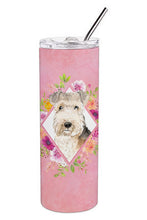 Load image into Gallery viewer, Lakeland Terrier Pink Flowers Double Walled Stainless Steel 20 oz Skinny Tumbler CK4226TBL20