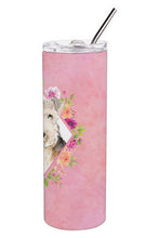 Load image into Gallery viewer, Lakeland Terrier Pink Flowers Double Walled Stainless Steel 20 oz Skinny Tumbler CK4226TBL20